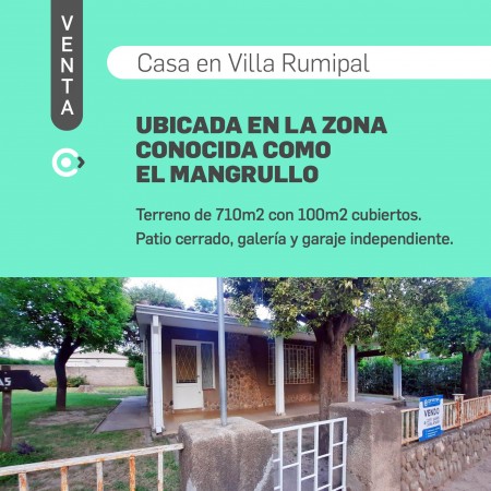 SE VENDE CASA EN ZONA EL MANGRULLO, VILLA RUMIPAL.