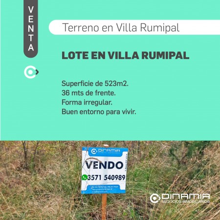 SE VENDE TERRENO EN VILLA RUMIPAL