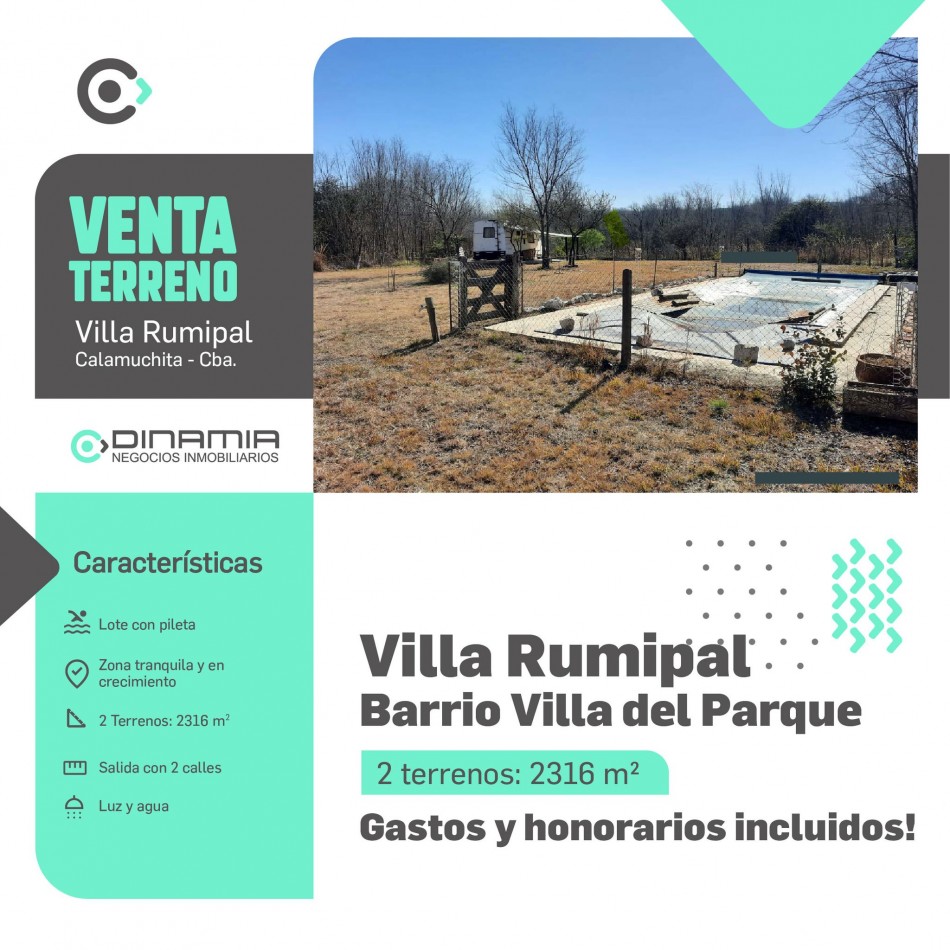 SE VENDE 2 TERRENOS EN VILLA RUMIPAL.