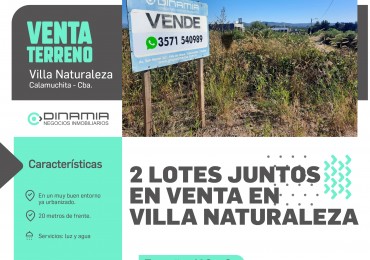  LOTES A LA VENTA EN VILLA NATURALEZA!